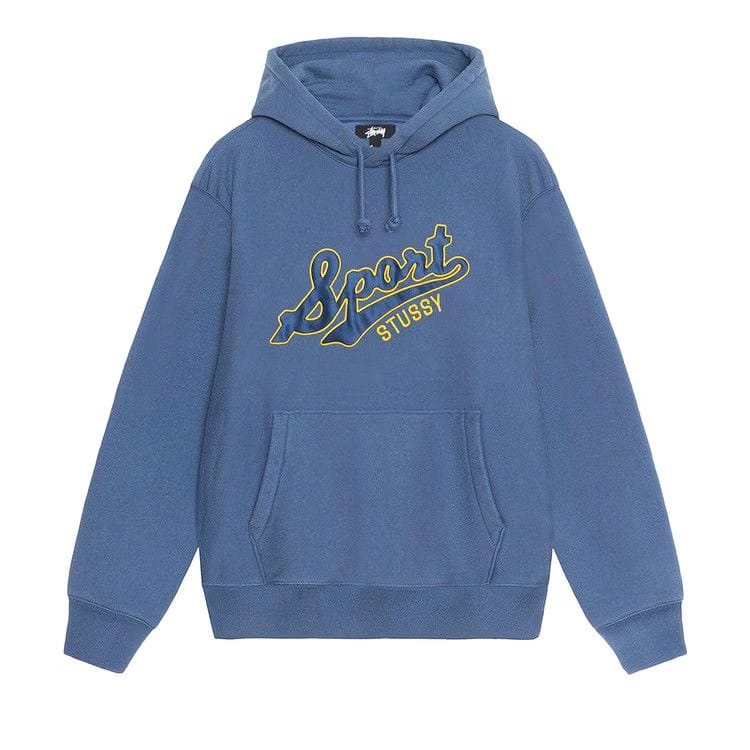 Stussy Satin Patch Oversized Hoodie Blue