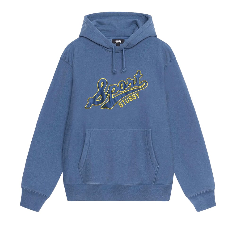 Stussy Satin Patch Oversized Hoodie Blue