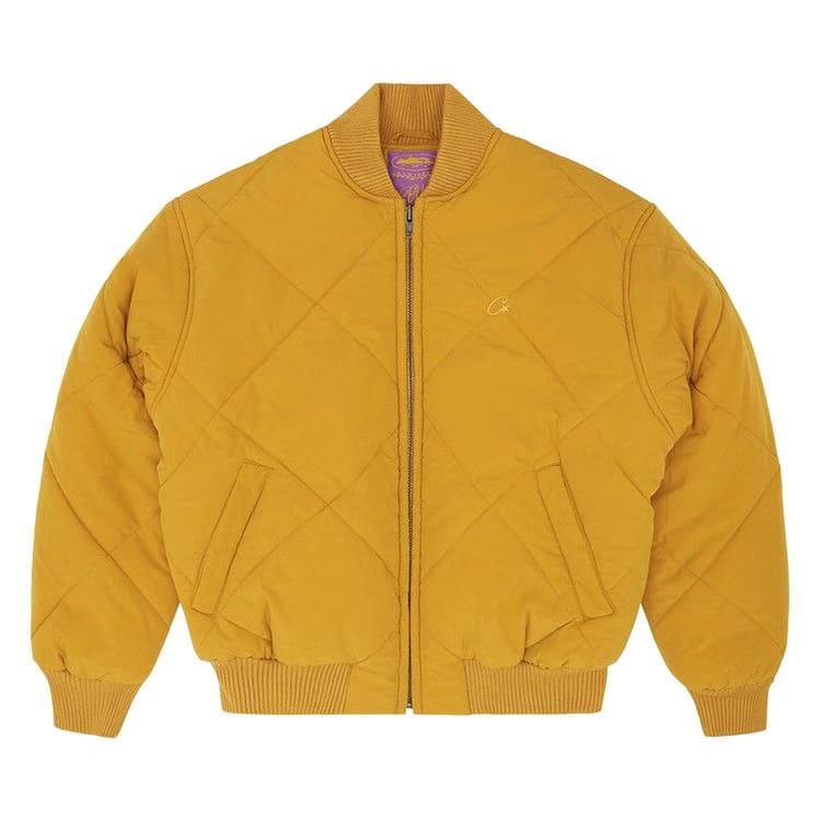 Corteiz Olde English Quilted Bomber Jacket Yellow