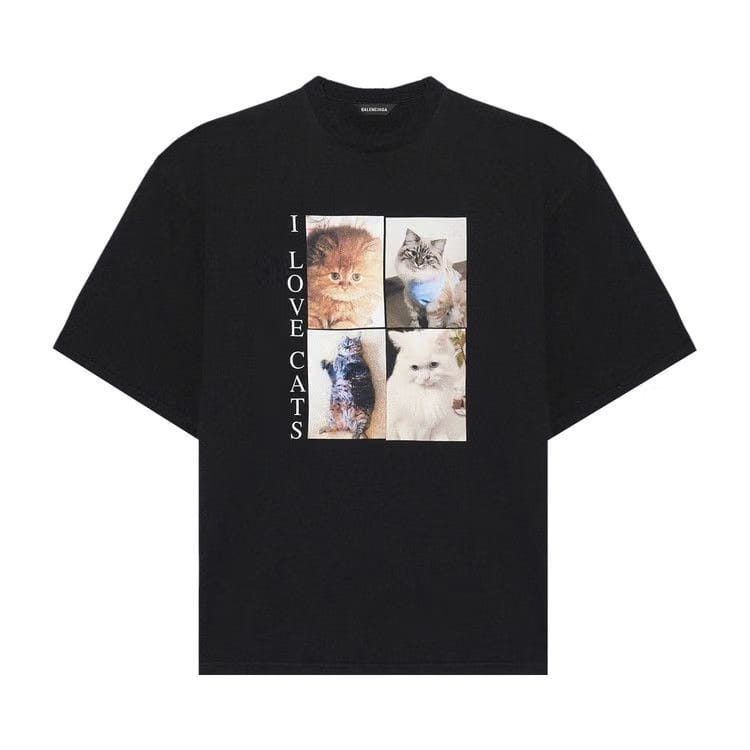 Balenciaga I Love Cats T-Shirt Black