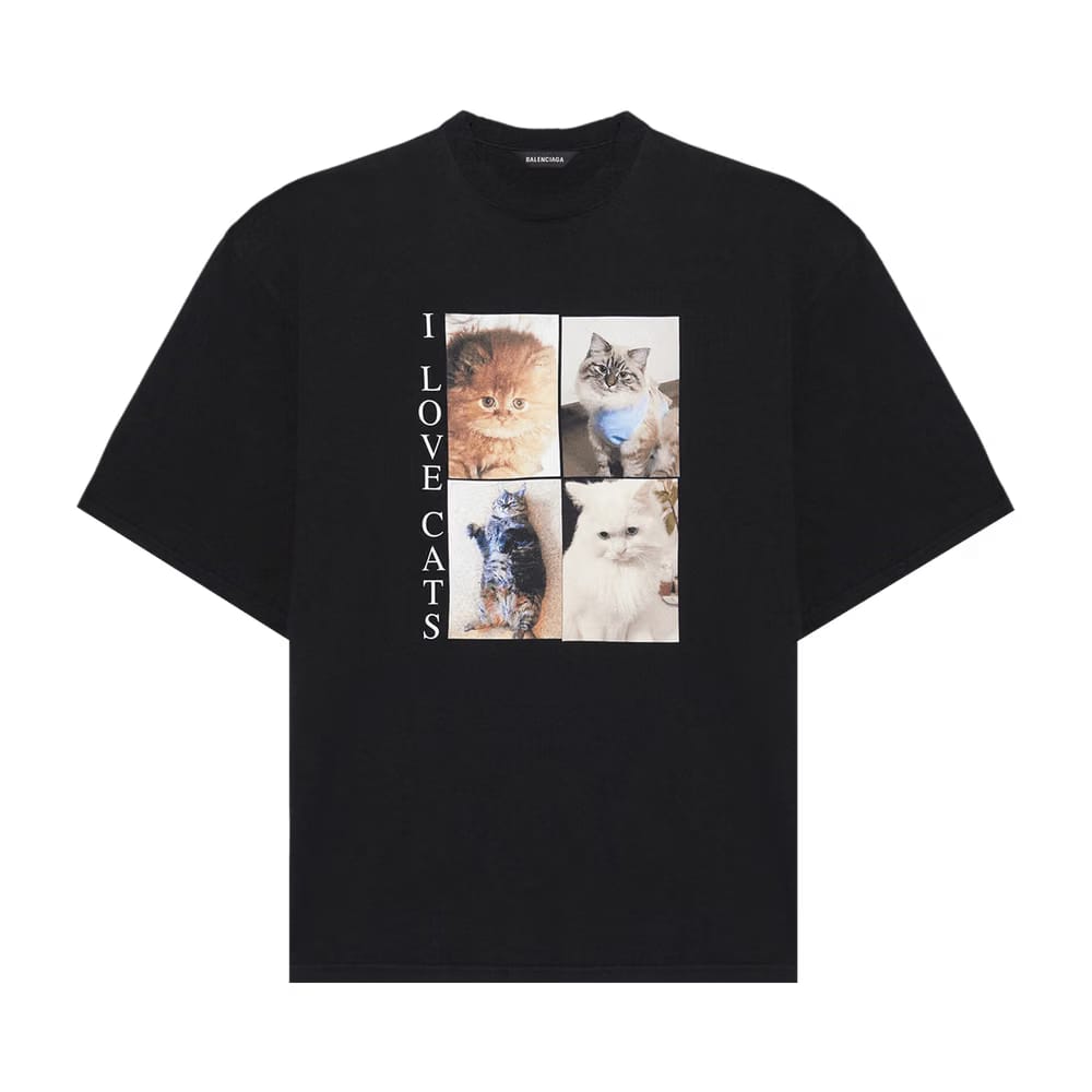 Balenciaga I Love Cats T-Shirt Black