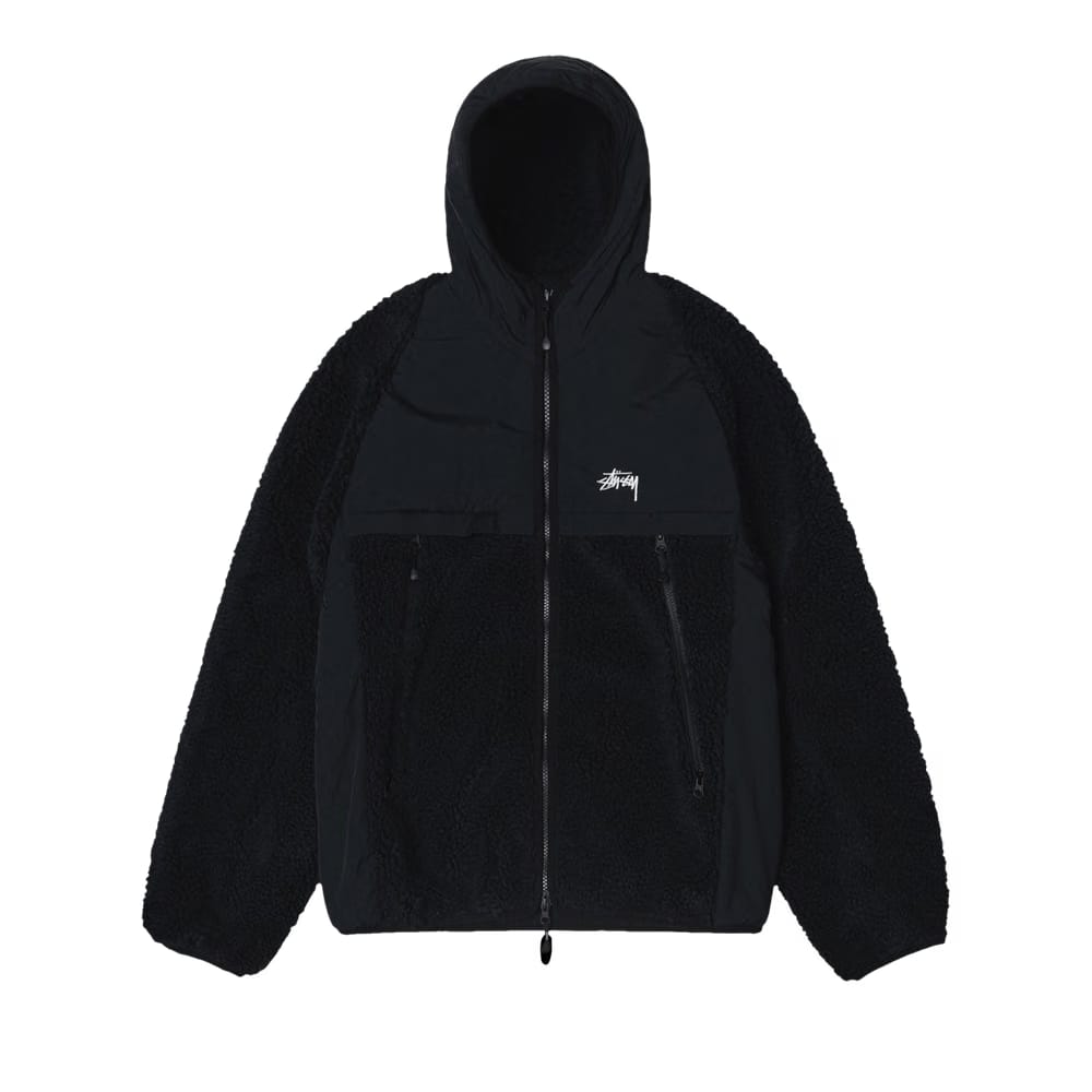 Stussy Sherpa Paneled Hooded Jacket Black