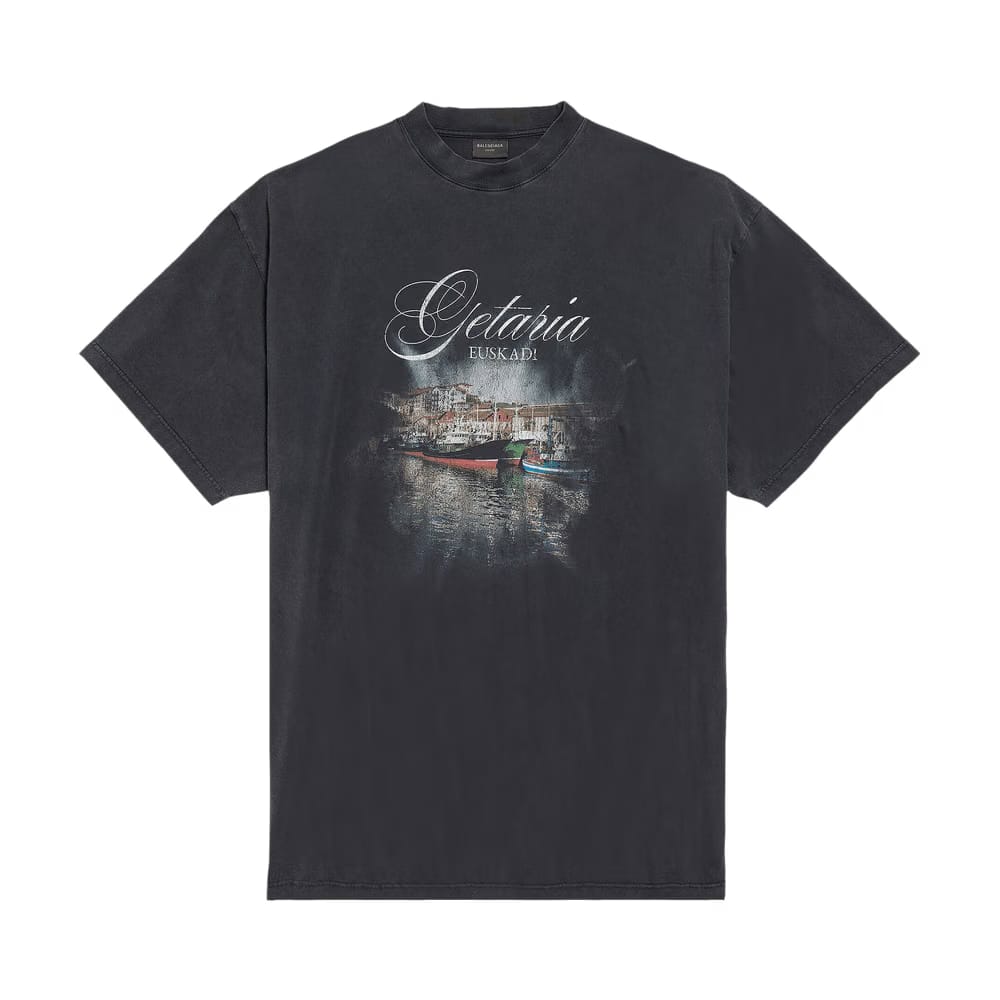 Balenciaga Oversize Fit Getaria T-Shirt Faded Washed Black