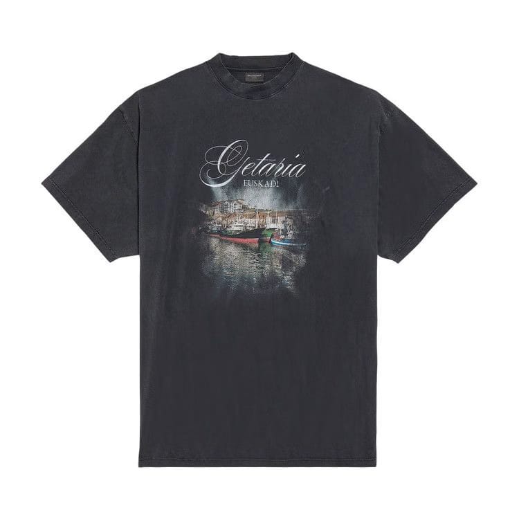 Balenciaga Oversize Fit Getaria T-Shirt Faded Washed Black