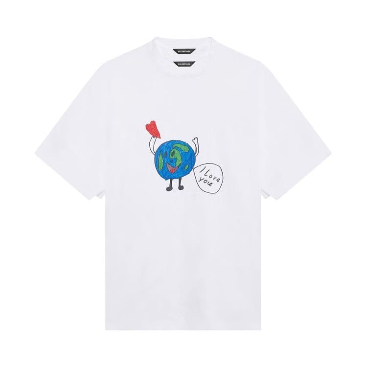 Balenciaga Love Earth Flatground Large Fit T-Shirt White