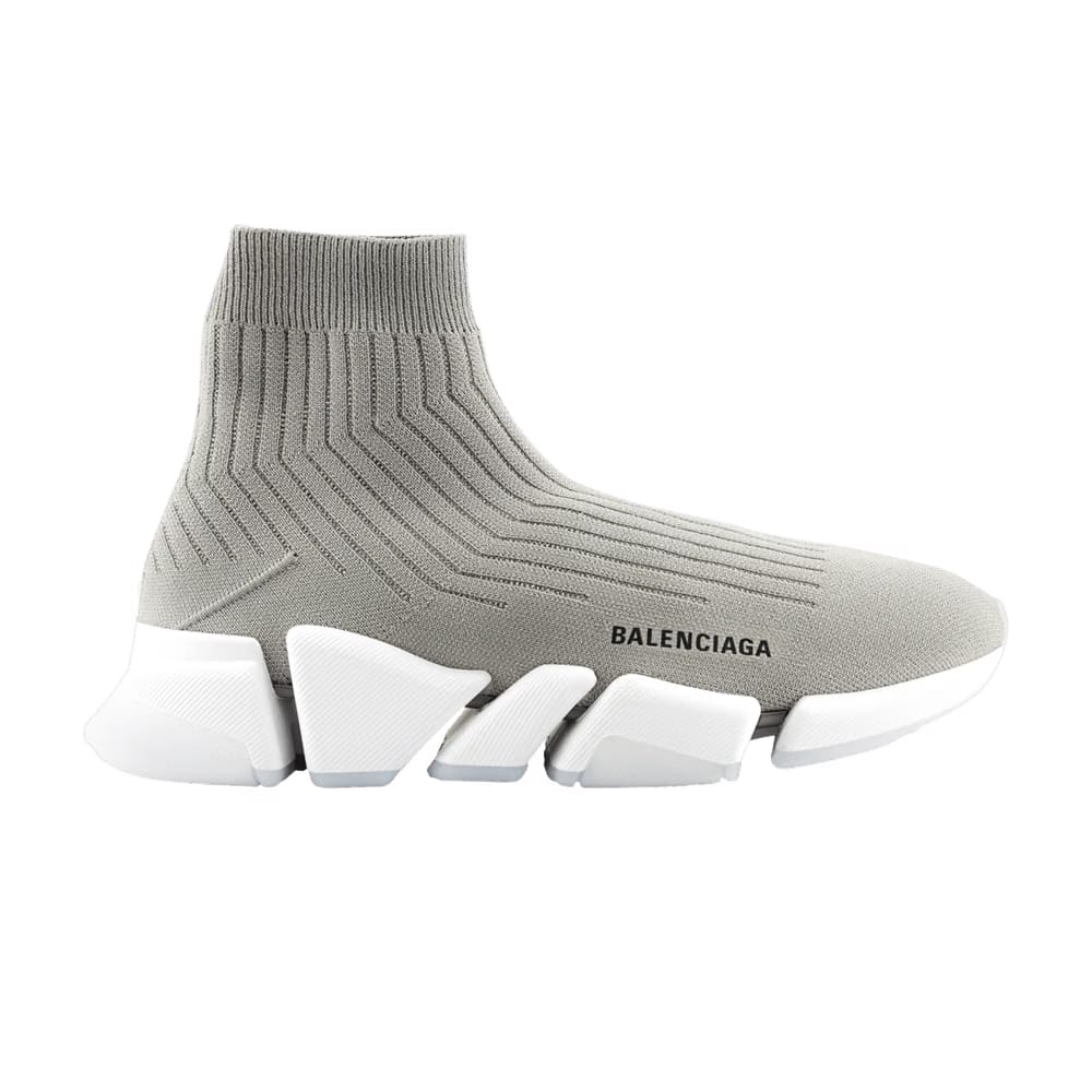 Balenciaga Speed Trainer Rib-Knit Light Gray