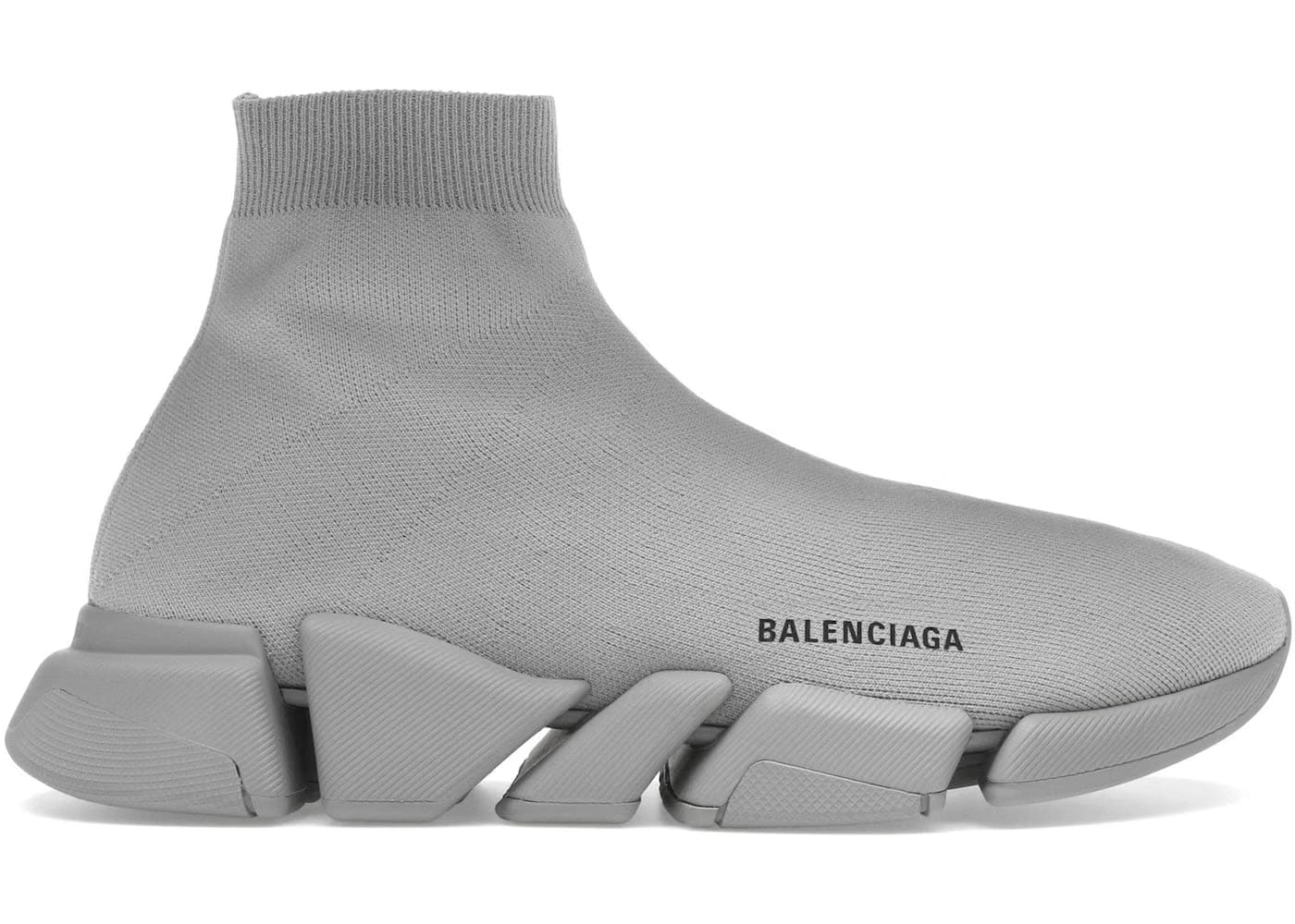 Balenciaga Speed Trainer Rib-Knit Light Gray