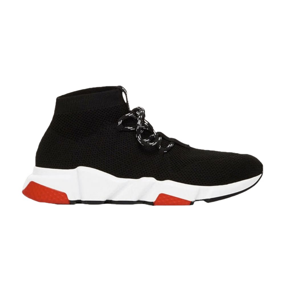 Balenciaga Speed Trainer Lace Up Black Black White Red