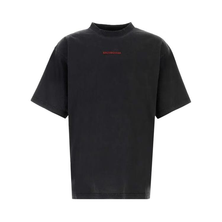 Balenciaga Medium Fit T-Shirt Faded Washed Black/Red