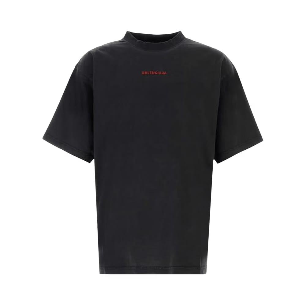 Balenciaga Medium Fit T-Shirt Faded Washed Black/Red
