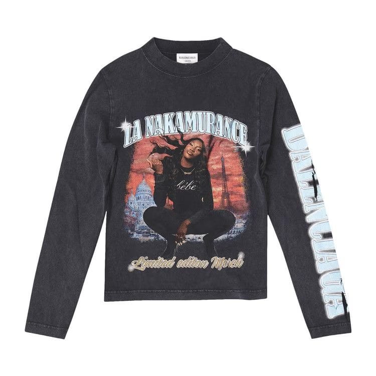 Balenciaga Music Aya Nakamura Merch Long-Sleeve Stretch Top Black
