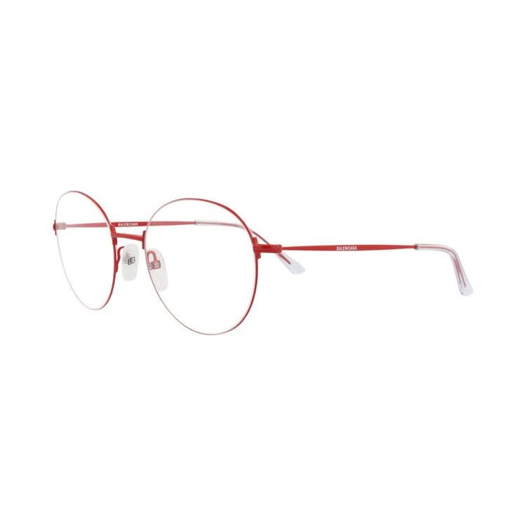 Balenciaga Round-Frame Metal Optical Frames Red Transparent