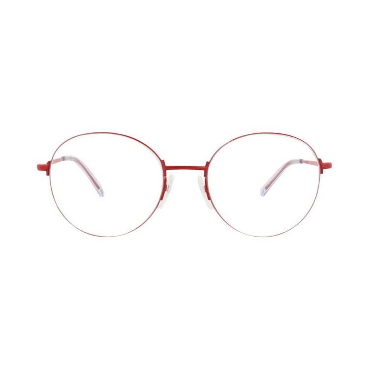 Balenciaga Round-Frame Metal Optical Frames Red Transparent