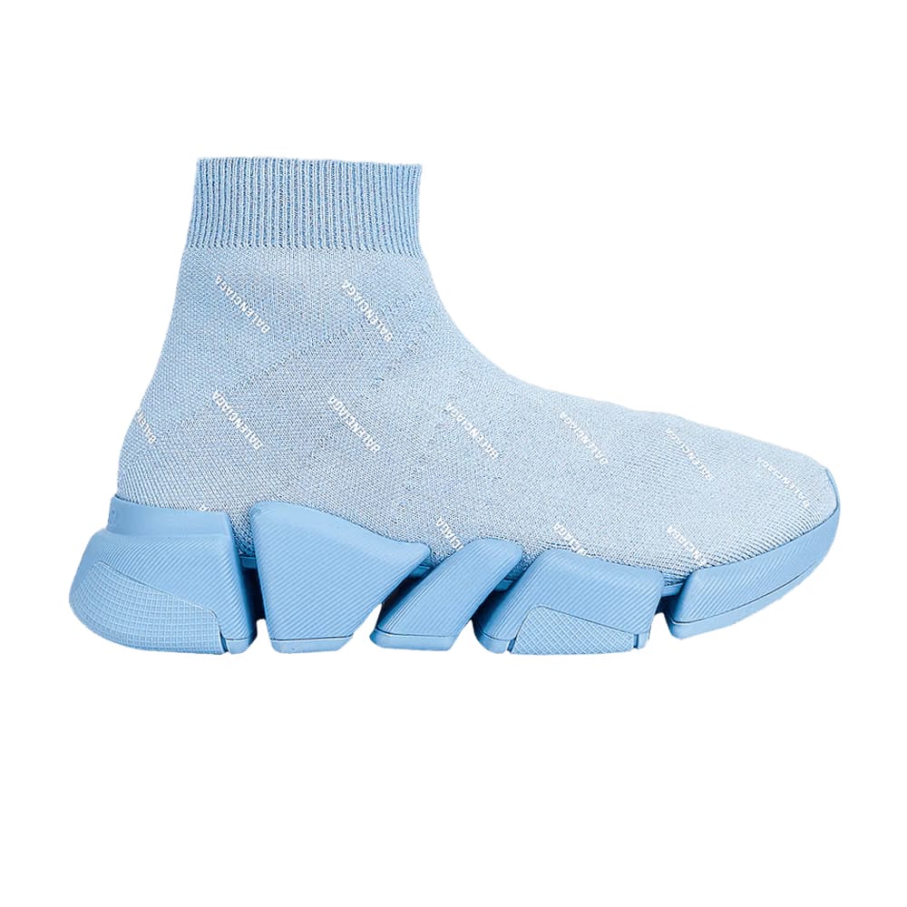 Balenciaga Speed 2.0 Sneaker Allover Logo - Soft Blue