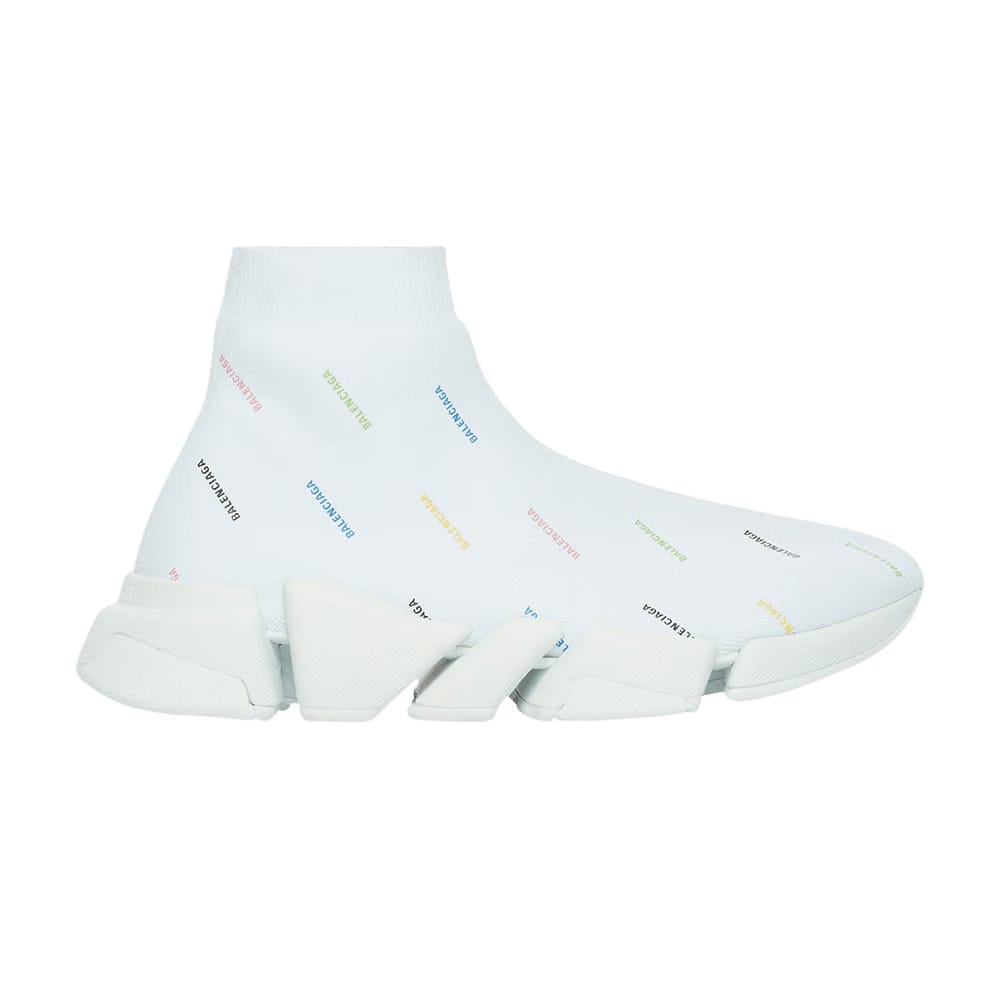 Balenciaga Speed 2.0 Sneaker All Over Logo - White Multi