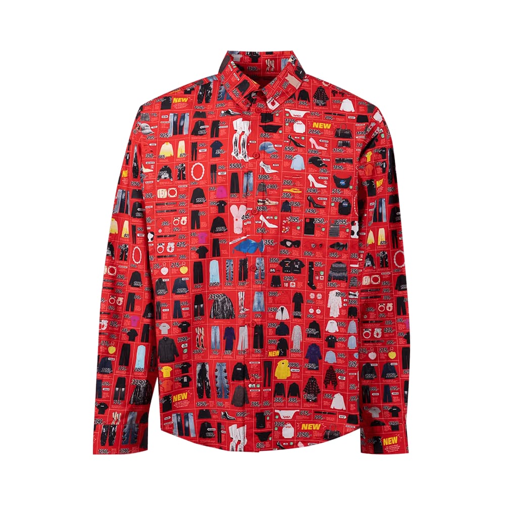 Balenciaga Long-Sleeve Large Fit Shirt Red