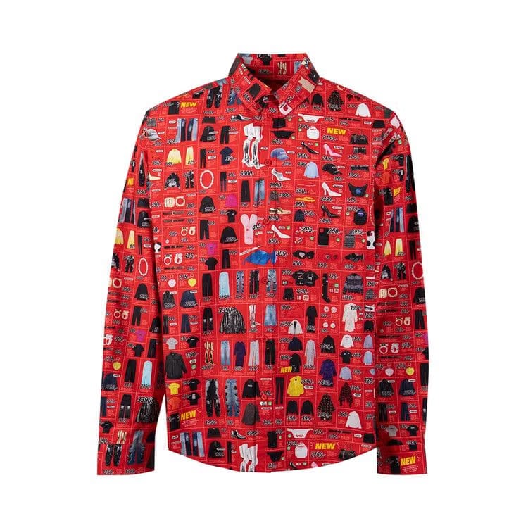 Balenciaga Long-Sleeve Large Fit Shirt Red