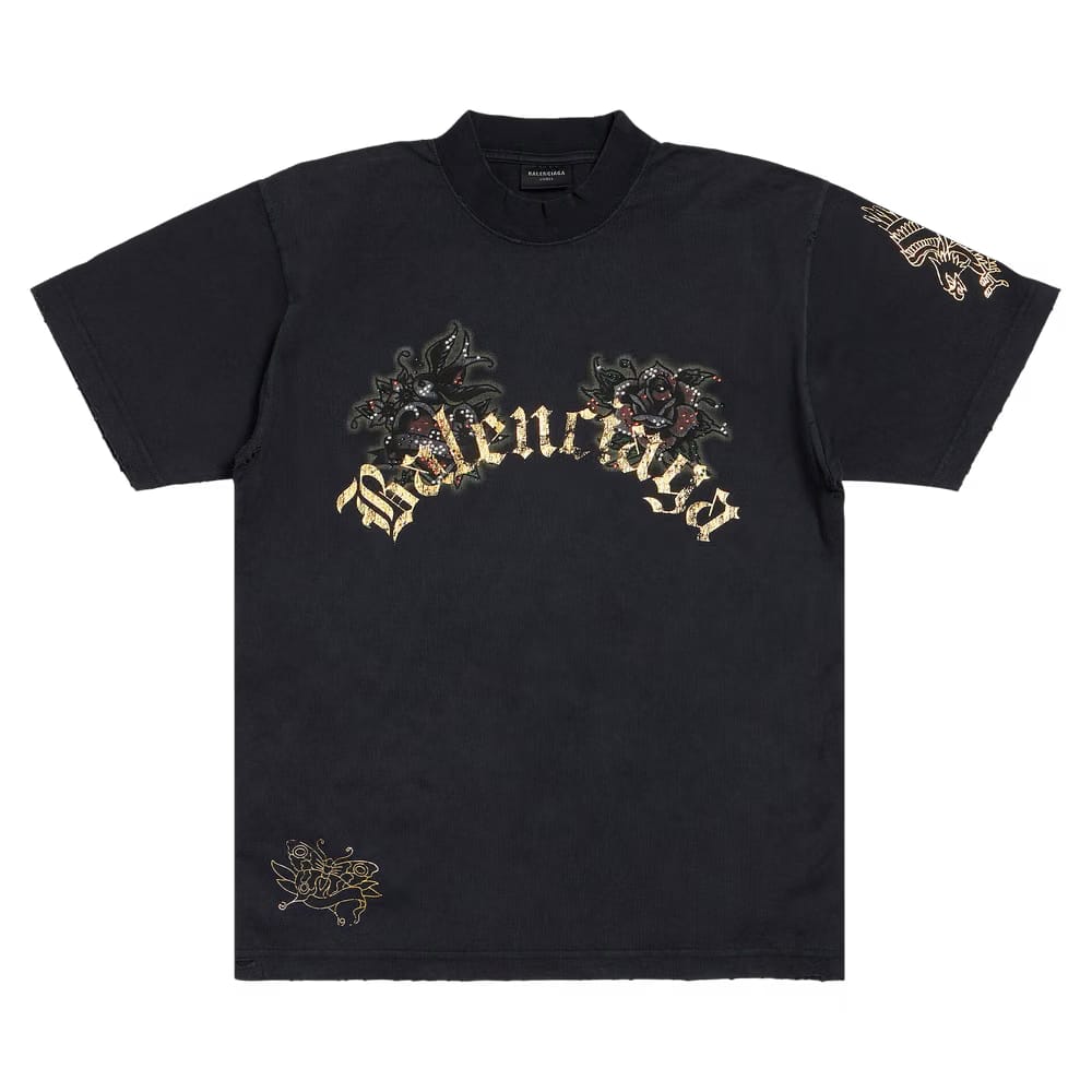 Balenciaga Tacky Tattoo T-Shirt Washed Black