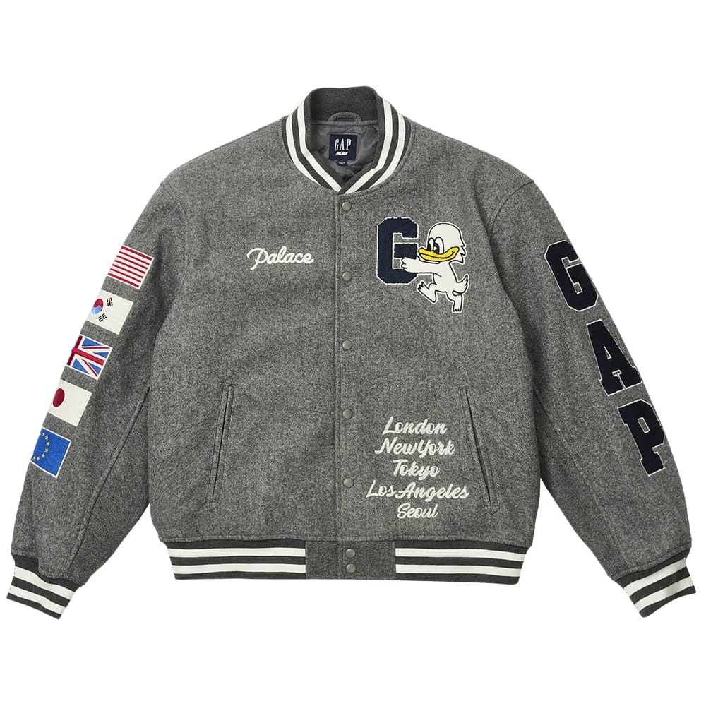 Palace x Gap Varsity Jacket Grey