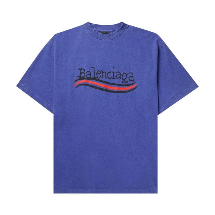 Balenciaga Hand Drawn Political Campaign T-Shirt Blue