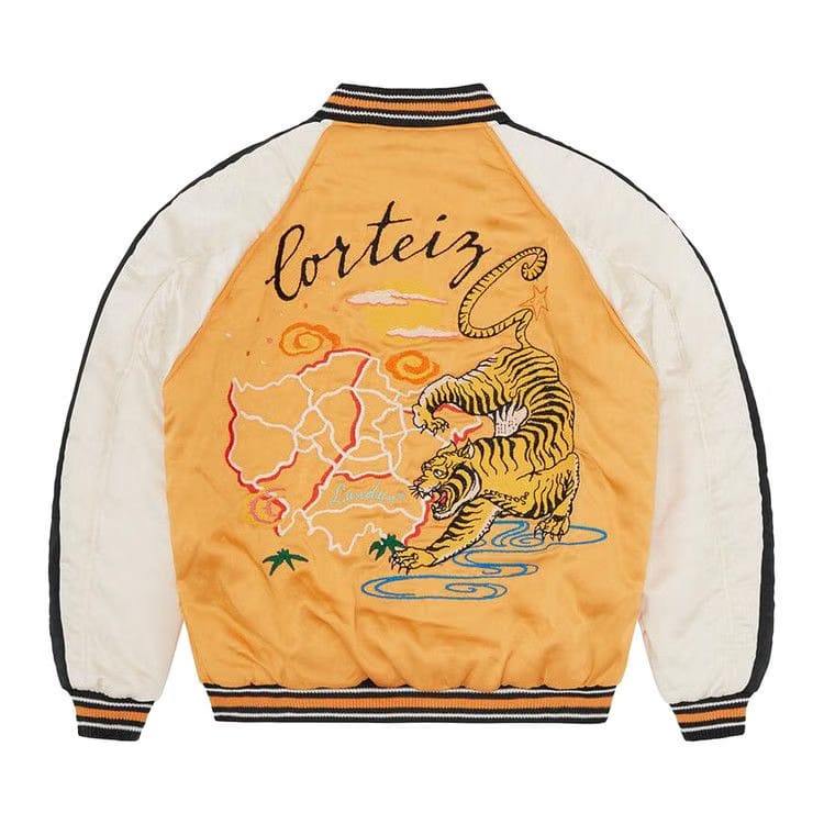 Corteiz Satin Souvenir Reversible Jacket Black/Yellow