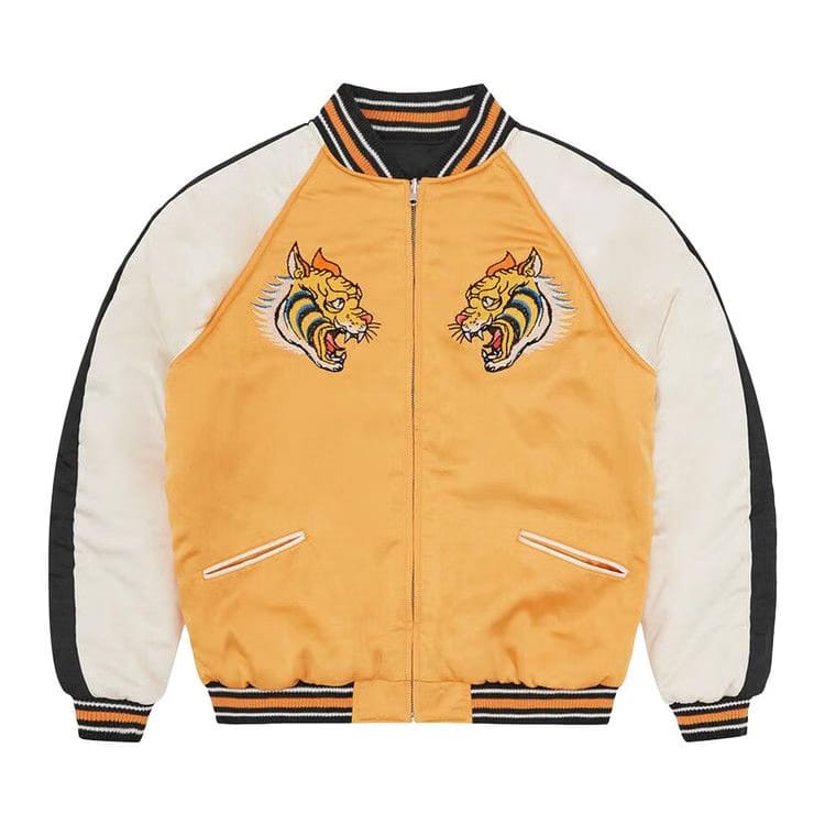 Corteiz Satin Souvenir Reversible Jacket Black/Yellow