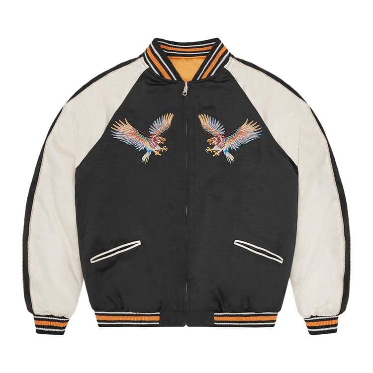 Corteiz Satin Souvenir Reversible Jacket Black/Yellow