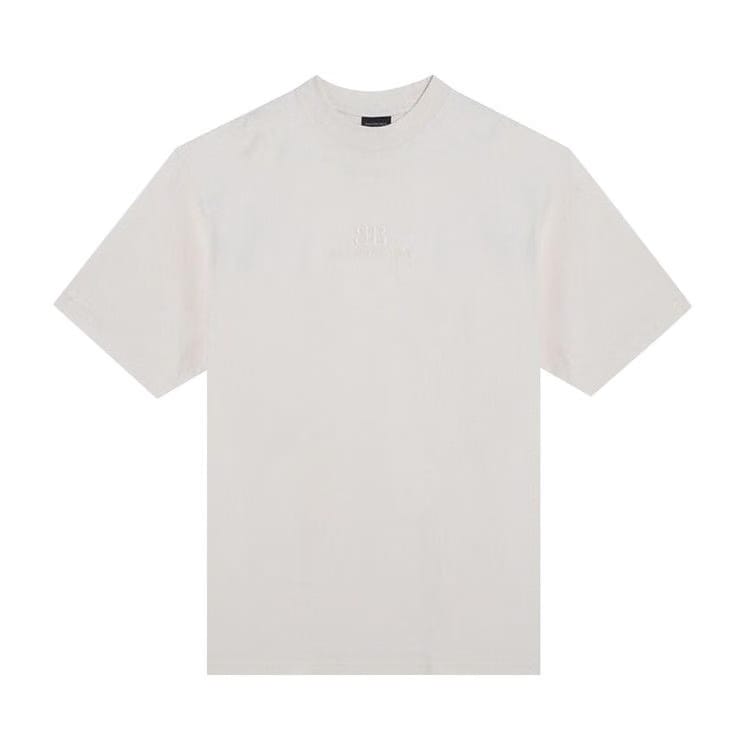Balenciaga Logo Embroidered T-Shirt Ecru