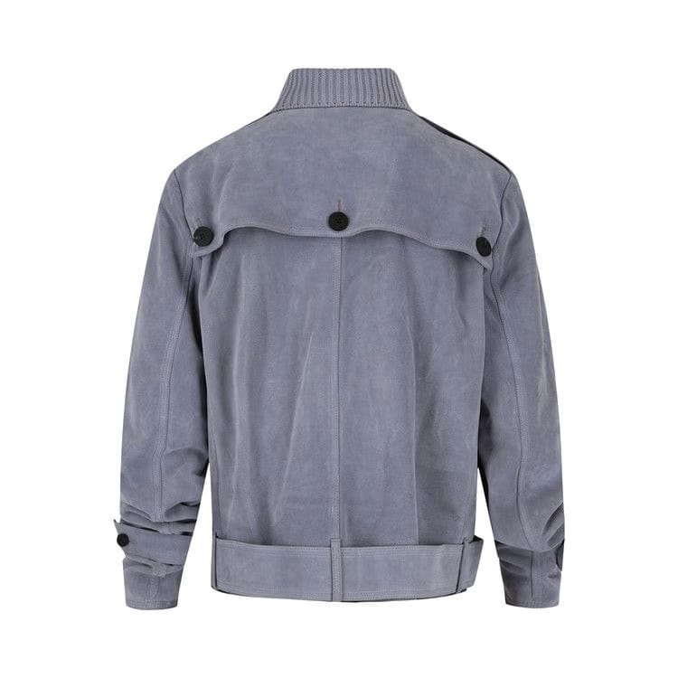 Ferragamo Suede Moto Jacket Blue