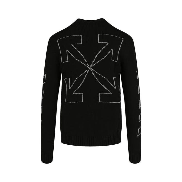 Off-White Diag Outline Knit Crewneck Black/White