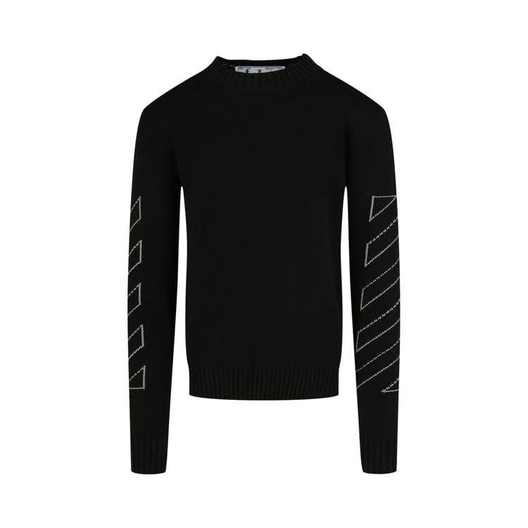 Off-White Diag Outline Knit Crewneck Black/White