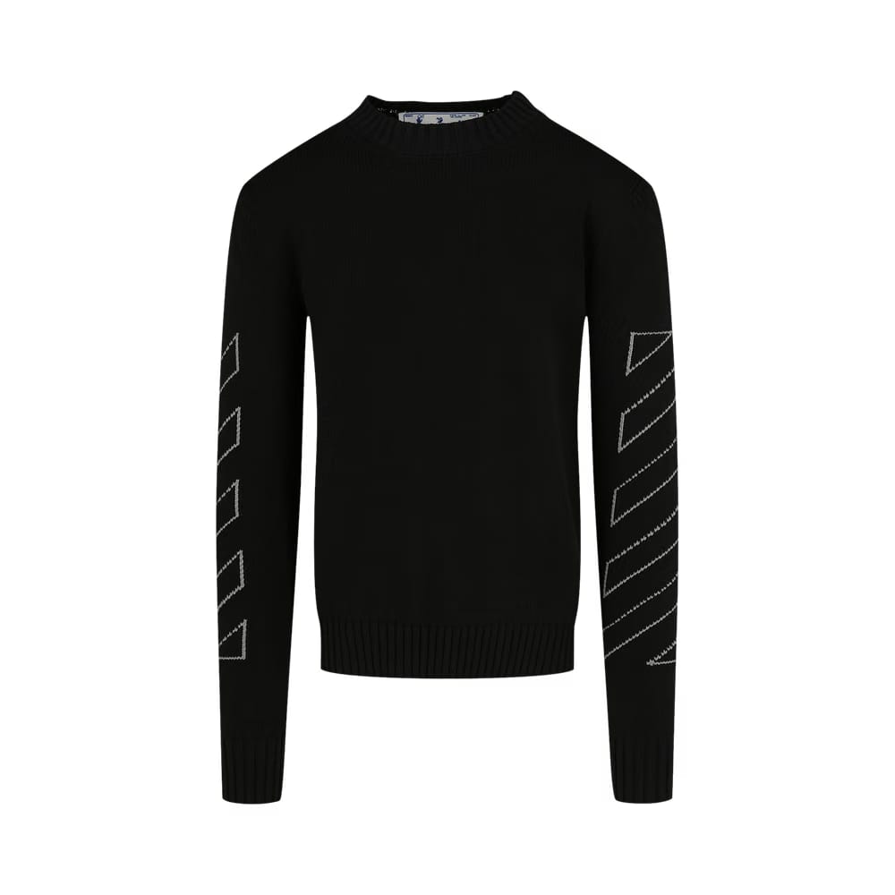 Off-White Diag Outline Knit Crewneck Black/White