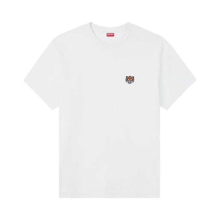 Kenzo Gots Happy Tiger Embroidered Classic T-Shirt Off White
