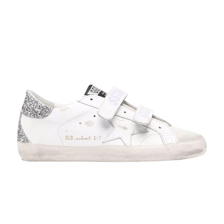 Golden Goose Wmns Old School Touch-Strap 'White Silver Glitter'