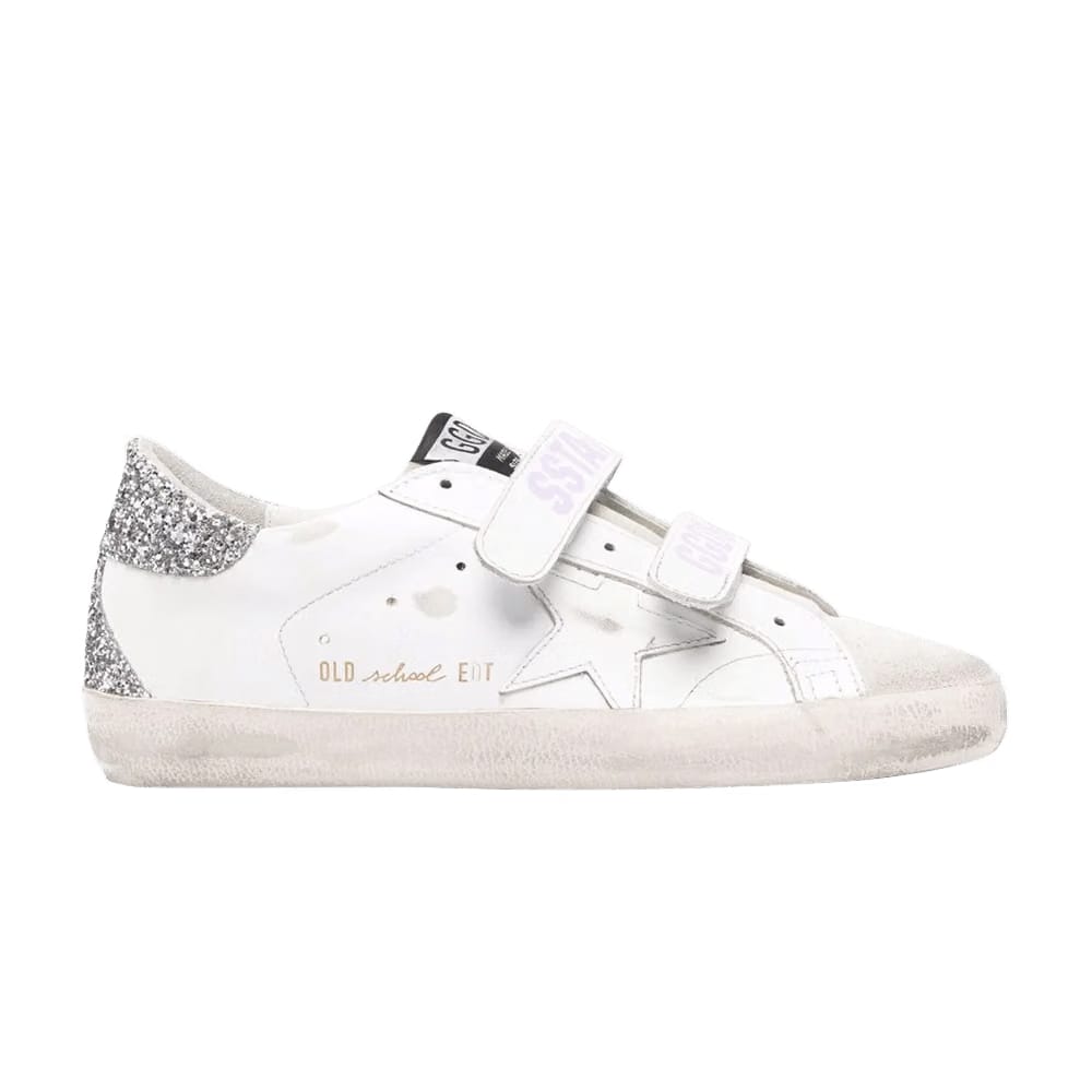 Golden Goose Wmns Old School Touch-Strap 'White Silver Glitter'