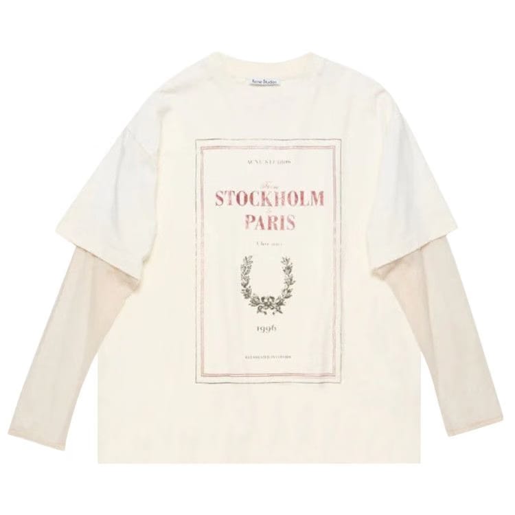 Acne Studios Layered Print T-Shirt Off White