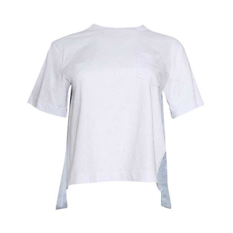 Sacai Denim x Cotton Jersey T-Shirt Off White/Light Blue