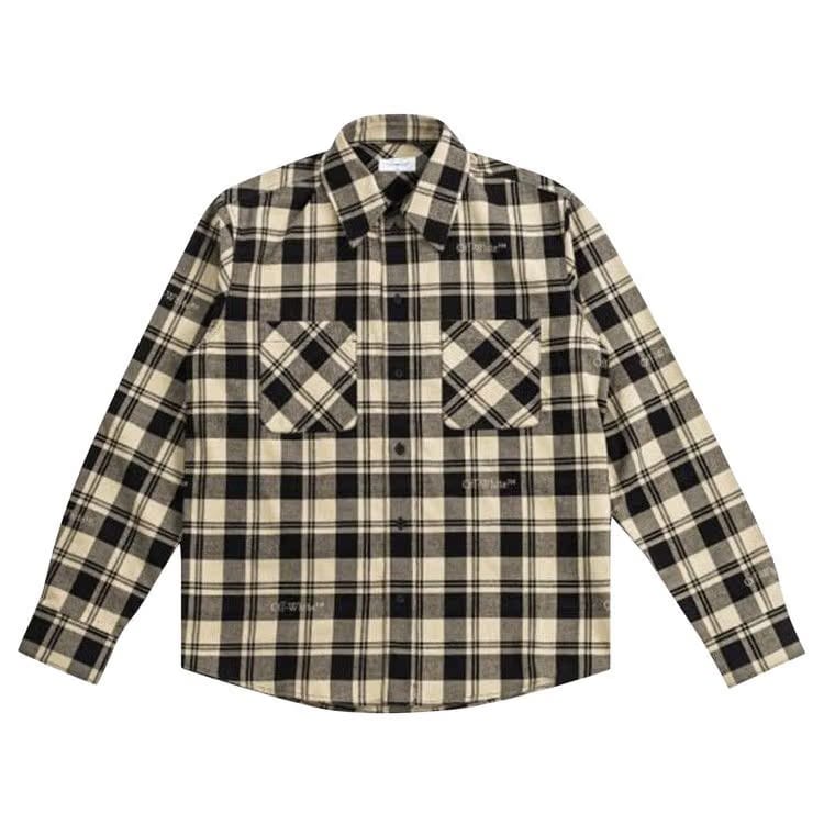Off-White Check Flannel Shirt Beige/Black