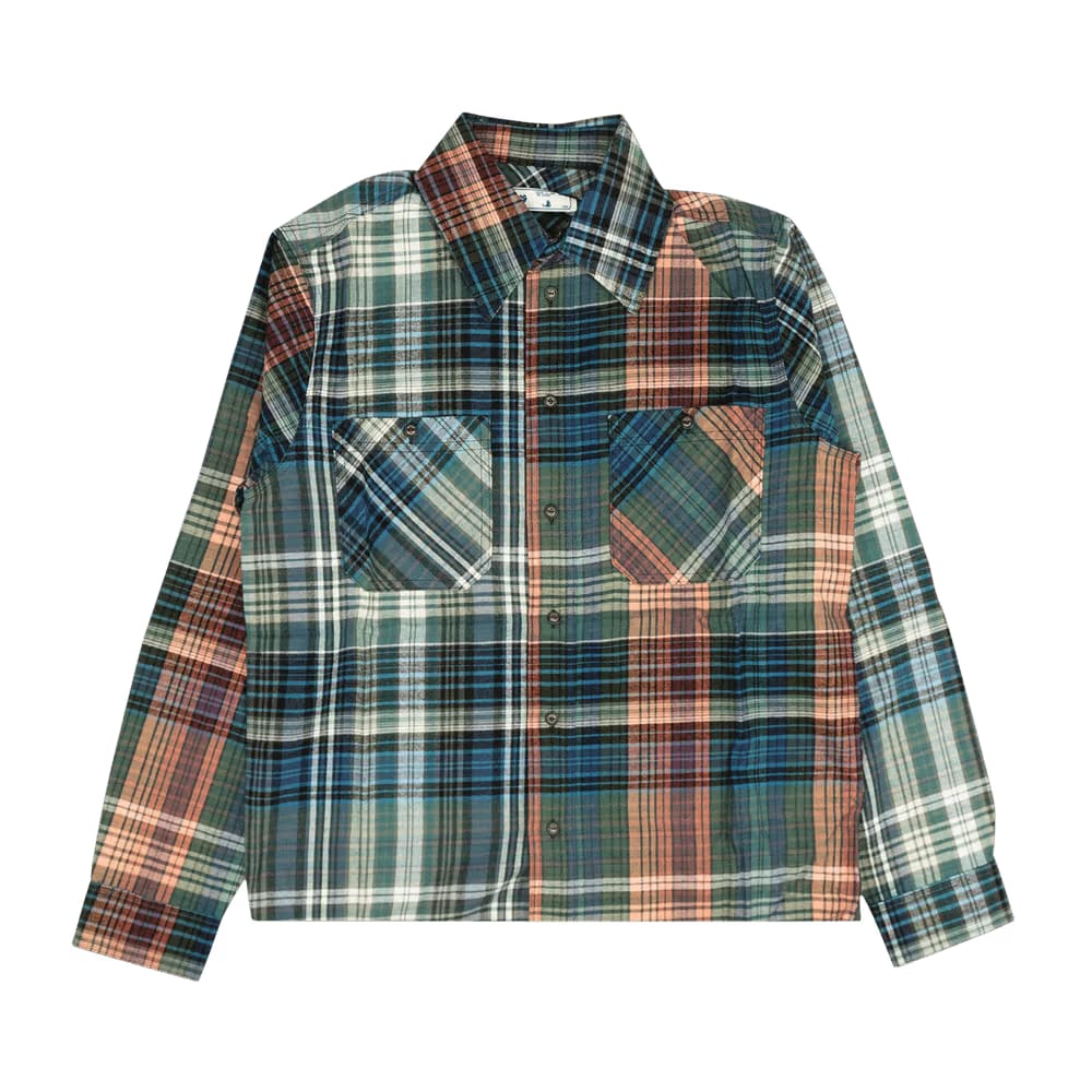 Off-White Stencil Flannel Check Shirt Blue