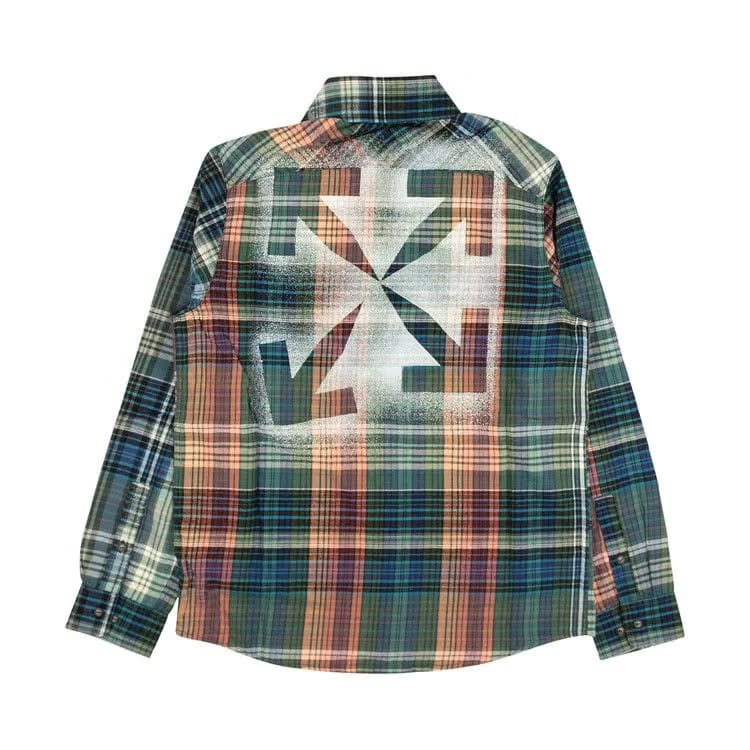Off-White Stencil Flannel Check Shirt Blue
