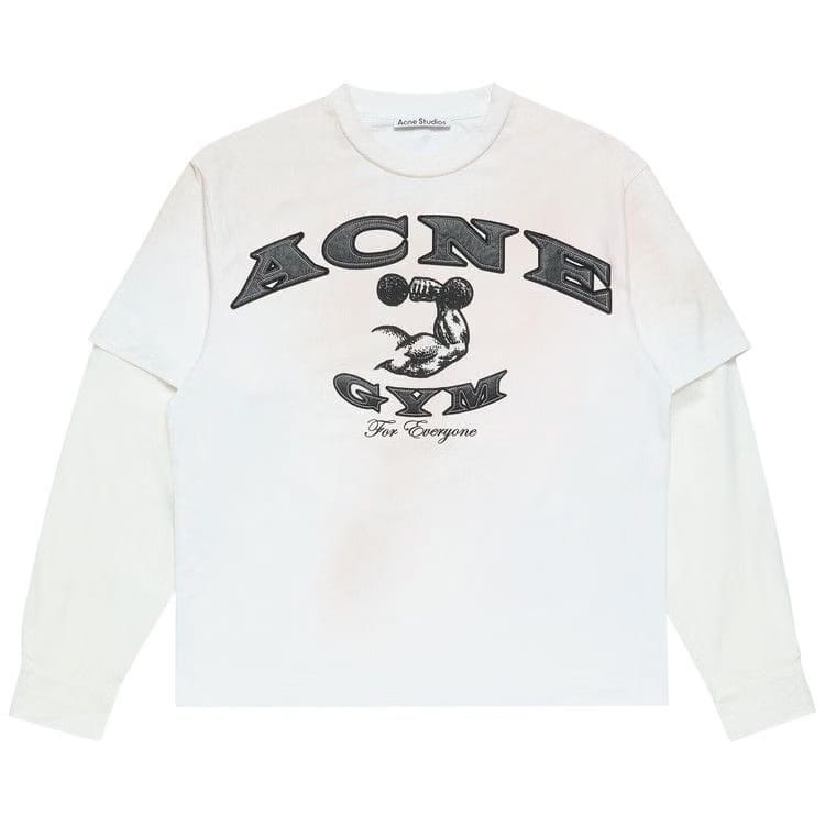Acne Studios Layered Long-Sleeve Logo T-Shirt Dusty White