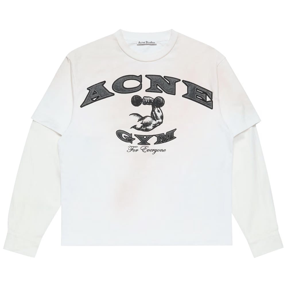 Acne Studios Layered Long-Sleeve Logo T-Shirt Dusty White