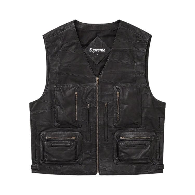 Supreme Patchwork Leather Cargo Vest Black