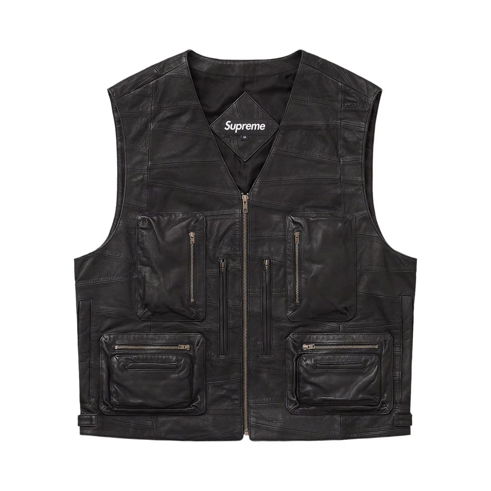 Supreme Patchwork Leather Cargo Vest Black