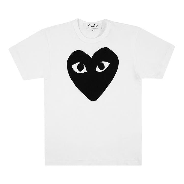 Comme des Garçons Shorts-Sleeve Play T-Shirt With Big Black Heart White/Black