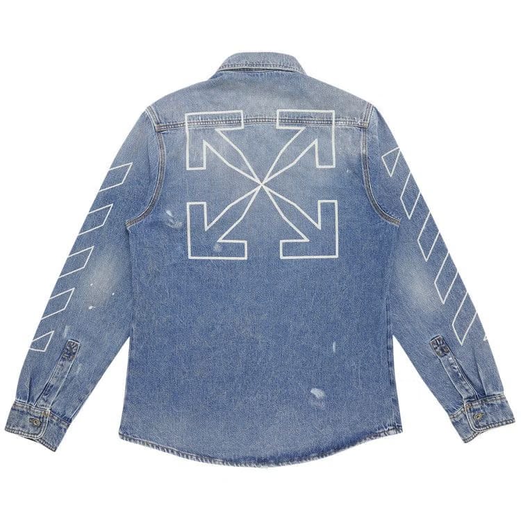 Off-White Diag Outline Paint Denim Shirt Vintage Blue/White