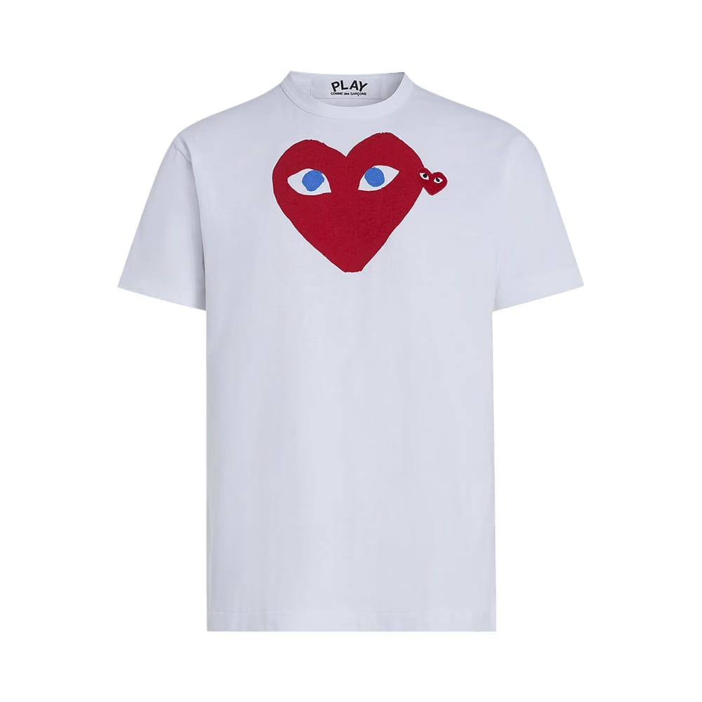 Comme des Garçons Shorts-Sleeve Play T-Shirt With Red Heart White