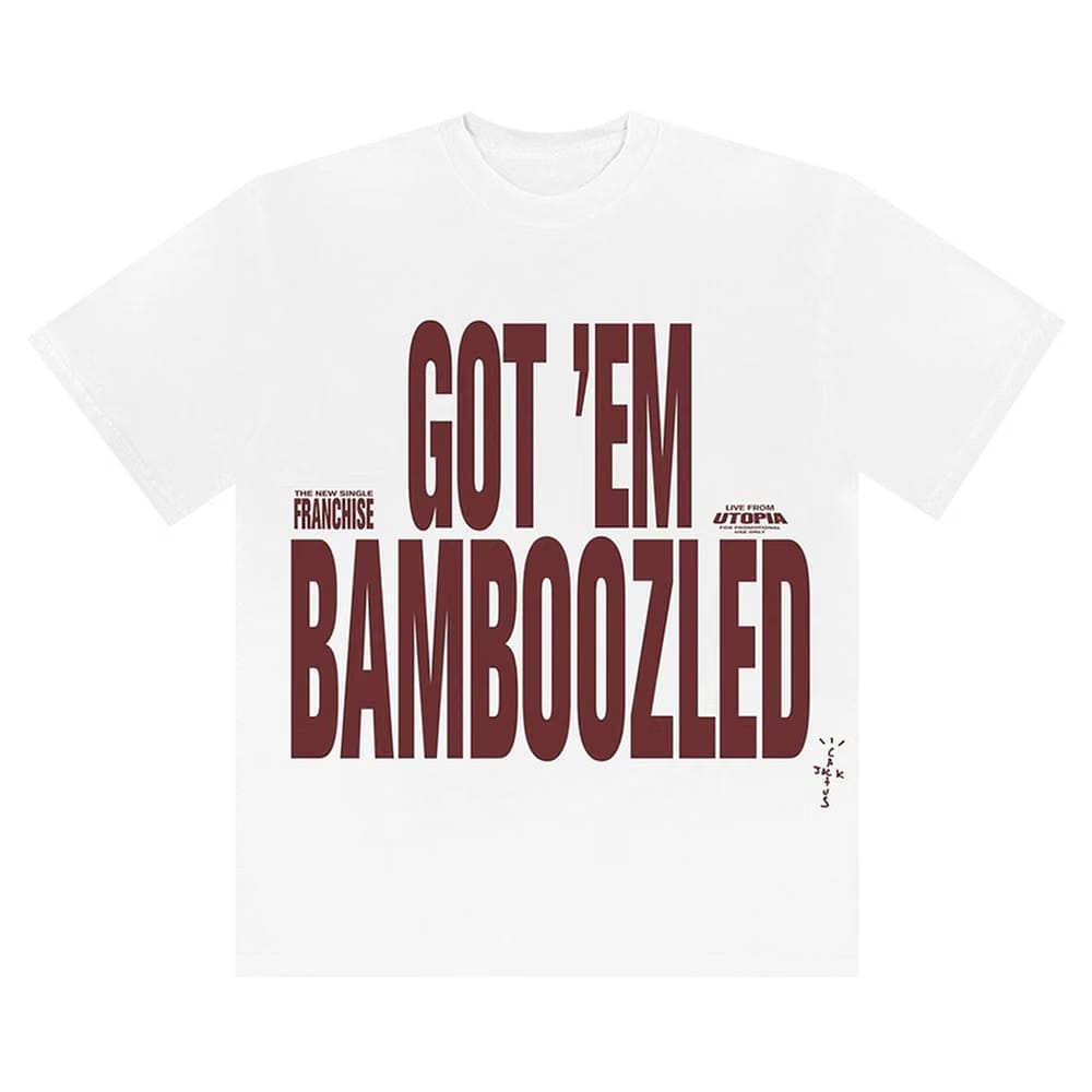 Cactus Jack by Travis Scott Get Em Bamboozled Franchise Shorts-Sleeve T-Shirt White