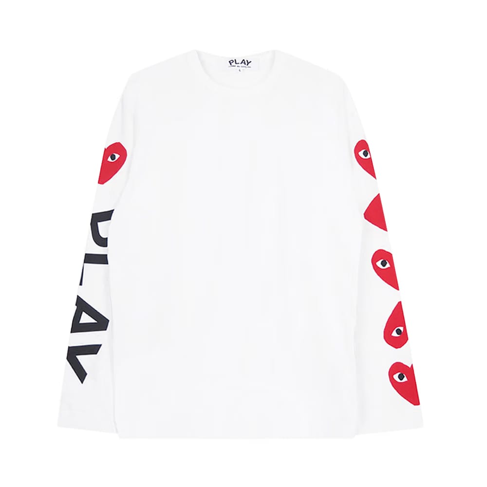 Comme des Garçons PLAY Alternating Hearts Long-Sleeve T-Shirt White