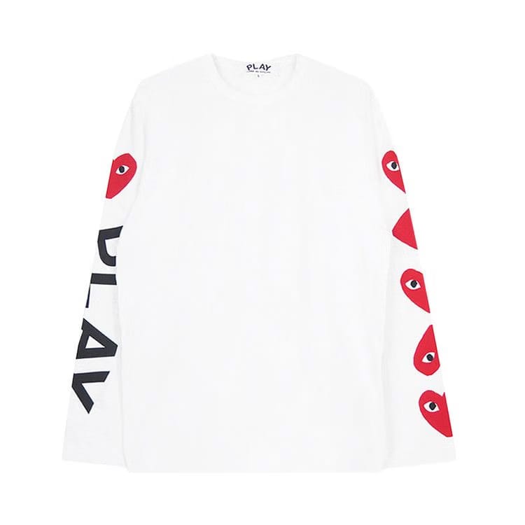 Comme des Garçons PLAY Alternating Hearts Long-Sleeve T-Shirt White